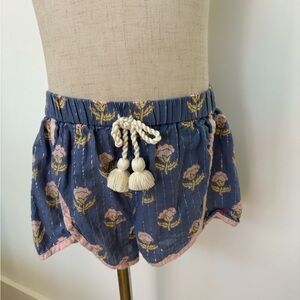 Pink Chicken Blue Floral High Waist Shorts